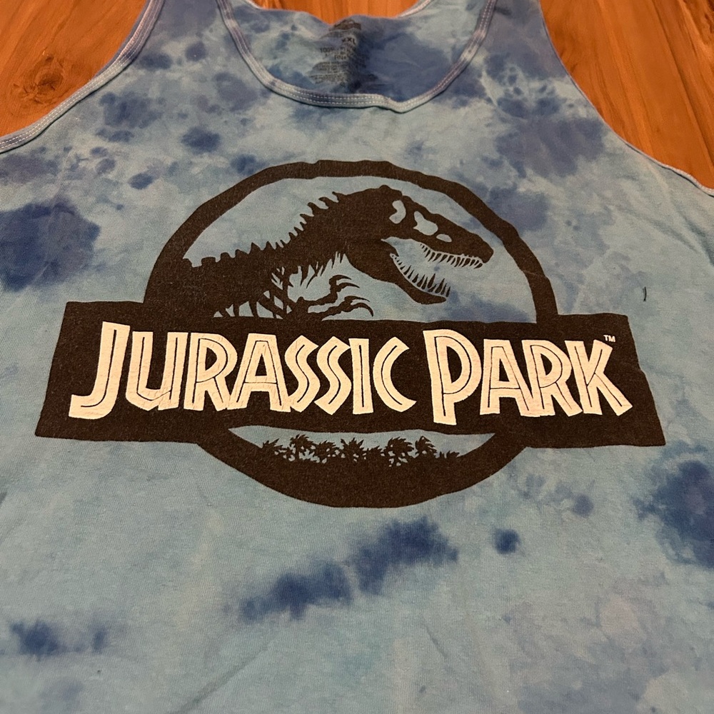 Jurassic Park Mens Blue Muscle Tank Top Size XXL - Picture 2 of 4